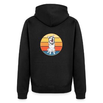 Drôle Kawaii Mignon Husky Dog Vintage Retro Sunset - Veste à capuche bio Premium Unisexe - noir - Dos - Nico (187cm)