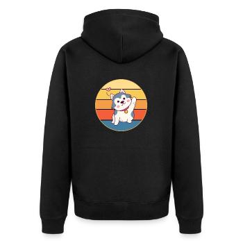 Drôle Kawaii Mignon Husky Dog Vintage Retro Sunset - Veste à capuche bio Premium Unisexe - noir - Dos - Nico (187cm)