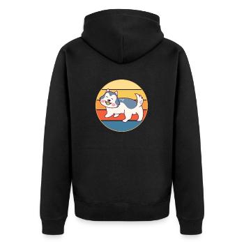Drôle Kawaii Mignon Husky Dog Vintage Retro Sunset - Veste à capuche bio Premium Unisexe - noir - Dos - Nico (187cm)
