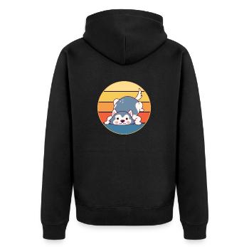 Drôle Kawaii Mignon Husky Dog Vintage Retro Sunset - Veste à capuche bio Premium Unisexe - noir - Dos - Nico (187cm)