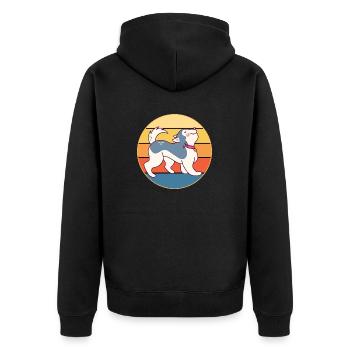 Drôle Kawaii Mignon Husky Dog Vintage Retro Sunset - Veste à capuche bio Premium Unisexe - noir - Dos - Nico (187cm)