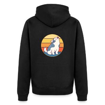 Drôle Kawaii Mignon Husky Dog Vintage Retro Sunset - Veste à capuche bio Premium Unisexe - noir - Dos - Nico (187cm)