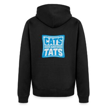 cats and tats Zitat - Unisex Premium Bio Zip Hoodie - Schwarz - Hinten - Nico (187cm)