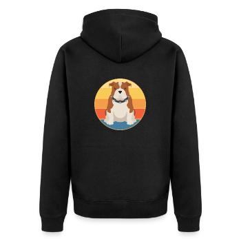 Bulldog Dog Breed Vintage Retro Sunset - Unisex Premium Organic Zip Hoodie - black - Back - Nico (187cm)