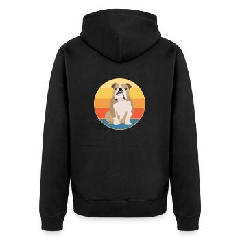 Bulldog Dog Breed Vintage Retro Sunset - Unisex Premium Organic Zip Hoodie - black - Back - Nico (187cm)