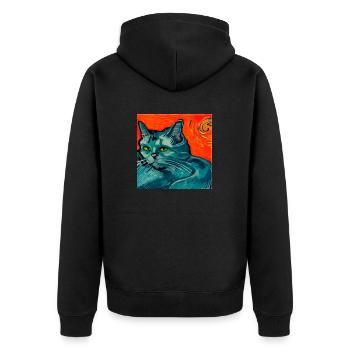 Chat peint par Van Gogh - Veste à capuche bio Premium Unisexe - noir - Dos - Nico (187cm)