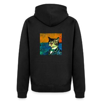 Chat peint par Van Gogh - Veste à capuche bio Premium Unisexe - noir - Dos - Nico (187cm)