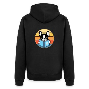 French Bulldog Dog Breed Vintage Retro Sunset - Unisex Premium Organic Zip Hoodie - black - Back - Nico (187cm)