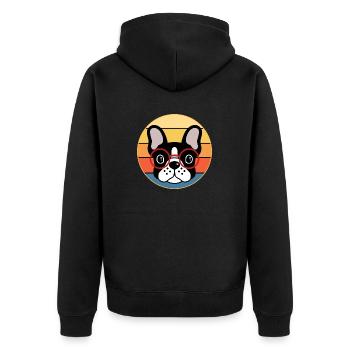 French Bulldog Dog Breed Vintage Retro Sunset - Unisex Premium Organic Zip Hoodie - black - Back - Nico (187cm)
