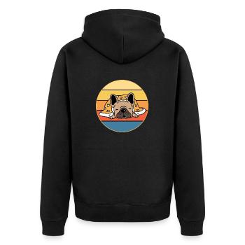 French Bulldog Dog Breed Vintage Retro Sunset - Unisex Premium Organic Zip Hoodie - black - Back - Nico (187cm)