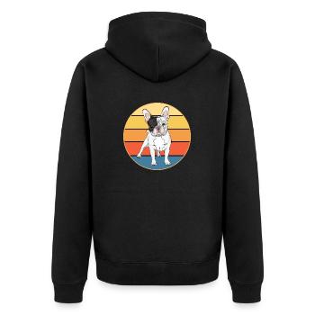 French Bulldog Dog Breed Vintage Retro Sunset - Unisex Premium Organic Zip Hoodie - black - Back - Nico (187cm)