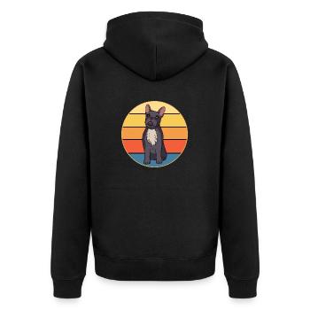 French Bulldog Dog Breed Vintage Retro Sunset - Unisex Premium Organic Zip Hoodie - black - Back - Nico (187cm)