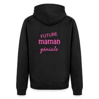 future maman géniale / je vais être maman - Veste à capuche bio Premium Unisexe - noir - Dos - Nico (187cm)