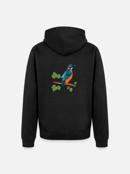 Bunter Vogel - Unisex Premium Bio Zip Hoodie - Schwarz