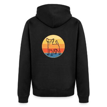 Nette Chihuahua Hunderasse Vintage Retro Sonnenuntergang - Unisex Premium Bio Zip Hoodie - Schwarz - Hinten - Nico (187cm)