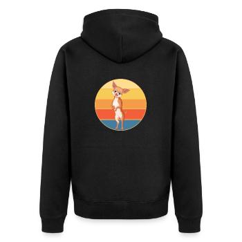 Mignon Chihuahua Dog Breed Vintage Retro Sunset - Veste à capuche bio Premium Unisexe - noir - Dos - Nico (187cm)