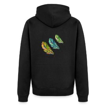 Feder - Unisex Premium Bio Zip Hoodie - Schwarz - Hinten - Nico (187cm)