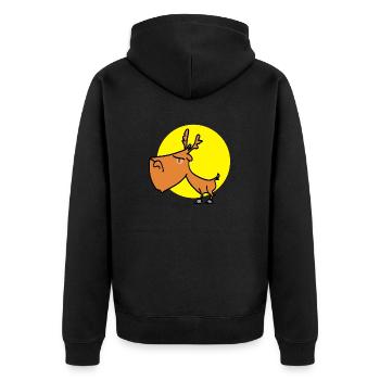stubborn reindeer - Unisex Premium Organic Zip Hoodie - black - Back - Nico (187cm)