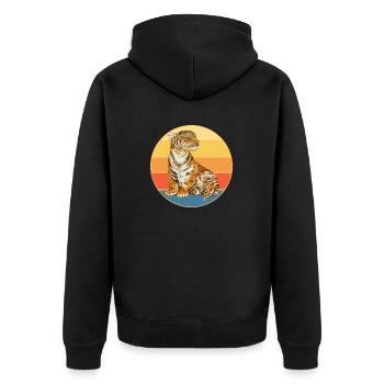 Tiger Big Cat Vintage Retro Sonnenuntergang - Unisex Premium Bio Zip Hoodie - Schwarz - Hinten - Nico (187cm)
