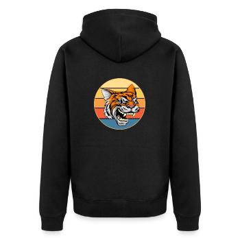 Tiger Big Cat Vintage Retro Sonnenuntergang - Unisex Premium Bio Zip Hoodie - Schwarz - Hinten - Nico (187cm)