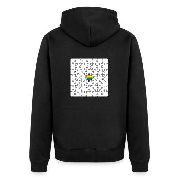 LGBTQ Puzzle Rainbow Flag Puzzle Piece LGBT - Unisex Premium Organic Zip Hoodie - black - Back - Nico (187cm)