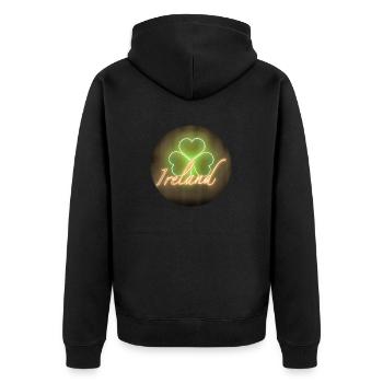 Ireland Shamrock Design, round - Unisex Premium Organic Zip Hoodie - black - Back - Nico (187cm)
