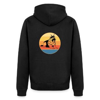Berger Allemand Race Vintage Rétro Coucher de Soleil - Veste à capuche bio Premium Unisexe - noir - Dos - Nico (187cm)