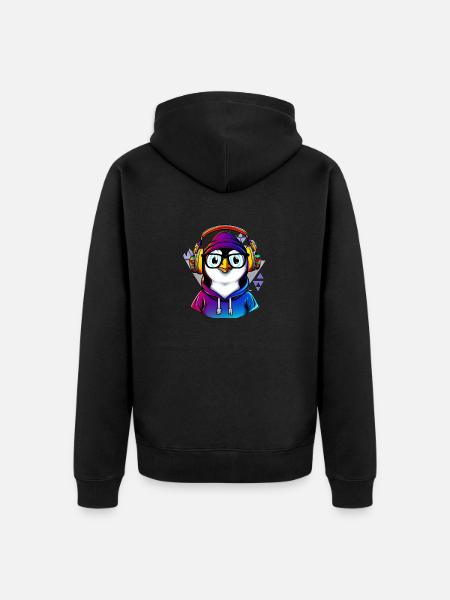 Nerd Pinguin mit Pullover - Unisex Premium Bio Zip Hoodie - Schwarz