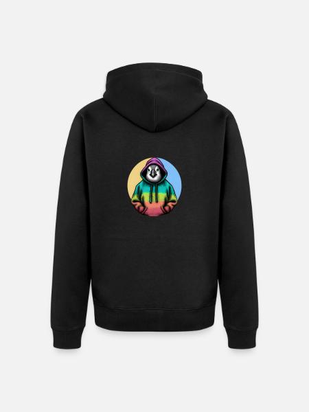 Pingouin classique avec pull - Veste à capuche bio Premium Unisexe - noir