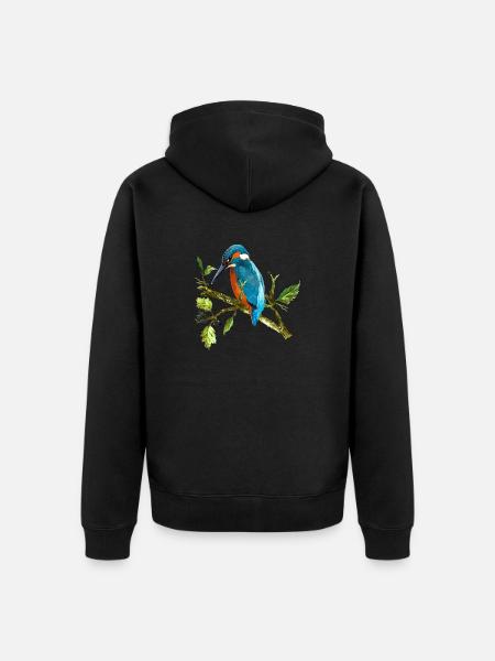 Farverig fugl - Premium økologisk unisex-hættejakke - sort