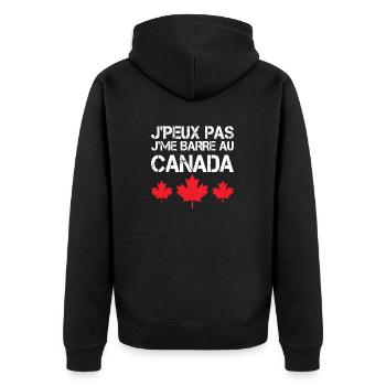 I can't I bar in Canada, Canadian - Unisex Premium Bio Zip Hoodie - Schwarz - Hinten - Nico (187cm)