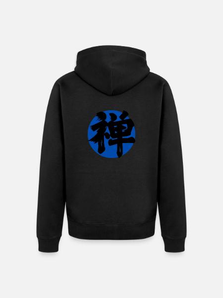 Zen Kanji Dark Blue - Unisex Premium Organic Zip Hoodie - black