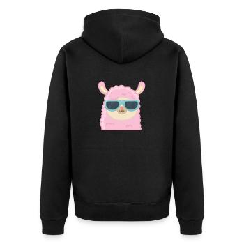 Coole Lama - Unisex Premium Bio Zip Hoodie - Schwarz - Hinten - Nico (187cm)