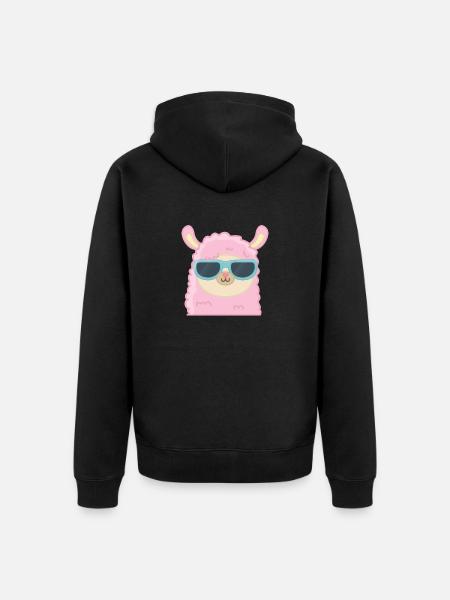 Coole Lama - Unisex Premium Bio Zip Hoodie - Schwarz