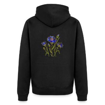 Flowers - Unisex Premium Organic Zip Hoodie - black - Back - Nico (187cm)