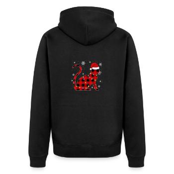 Christmas Cat T-Shirt - Unisex Premium Bio Zip Hoodie - Schwarz - Hinten - Nico (187cm)