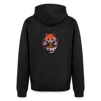 Le chat mignon aime la conception de nouilles ramen - Veste à capuche bio Premium Unisexe - noir - Dos - Nico (187cm)