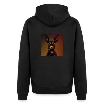 Dark Chihuahua in steampunk uniform - Unisex Premium Organic Zip Hoodie - black - Back - Nico (187cm)
