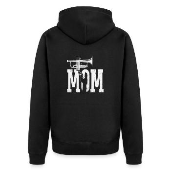 Trumpet Mom - Unisex Premium Bio Zip Hoodie - Schwarz - Hinten - Nico (187cm)
