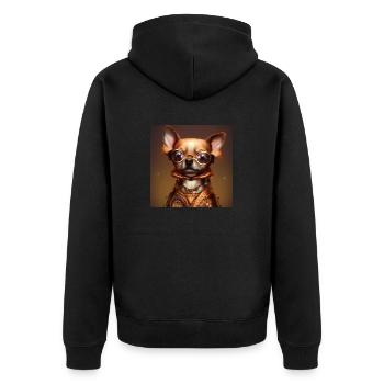 Professor Chihuahua - Unisex Premium Bio Zip Hoodie - Schwarz - Hinten - Nico (187cm)
