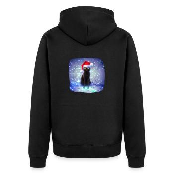 Cat wrapped in Christmas lights - Unisex Premium Organic Zip Hoodie - black - Back - Nico (187cm)