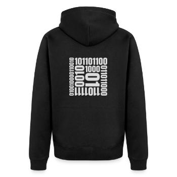 Binary Code Program Language - Unisex Premium Organic Zip Hoodie - black - Back - Nico (187cm)