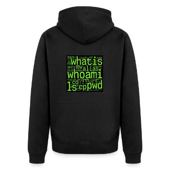 Linux Nerd – Kommandozeilen-Wortwolke für Terminal - Unisex Premium Bio Zip Hoodie - Schwarz - Hinten - Nico (187cm)