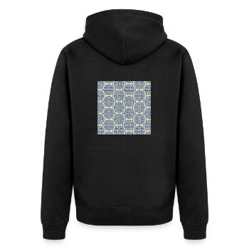 Chinesisches Muster - Unisex Premium Bio Zip Hoodie - Schwarz - Hinten - Nico (187cm)