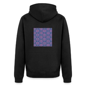 Chinesisches Muster - Unisex Premium Bio Zip Hoodie - Schwarz - Hinten - Nico (187cm)