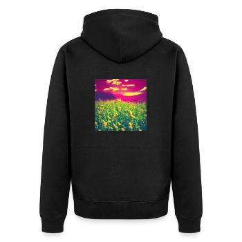 Abstrakte Blumen auf rosa Hintergrund - Unisex Premium Bio Zip Hoodie - Schwarz - Hinten - Nico (187cm)