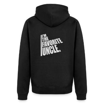 im the favorite uncle - Unisex Premium Bio Zip Hoodie - Schwarz - Hinten - Nico (187cm)