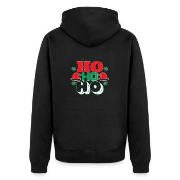 Ho Ho Ho - Unisex Premium Organic Zip Hoodie - black - Back - Nico (187cm)