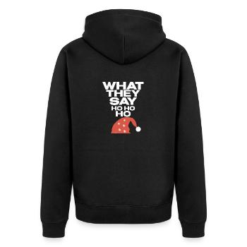 Ho Ho Ho - Unisex Premium Organic Zip Hoodie - black - Back - Nico (187cm)