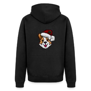Sweet Corgi with Christmas Hat Christmas - Unisex Premium Organic Zip Hoodie - black - Back - Nico (187cm)